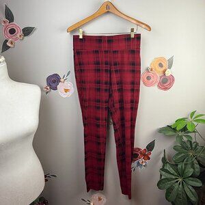 Memoi Red Plaid Pull-On Pants - Size - S/M